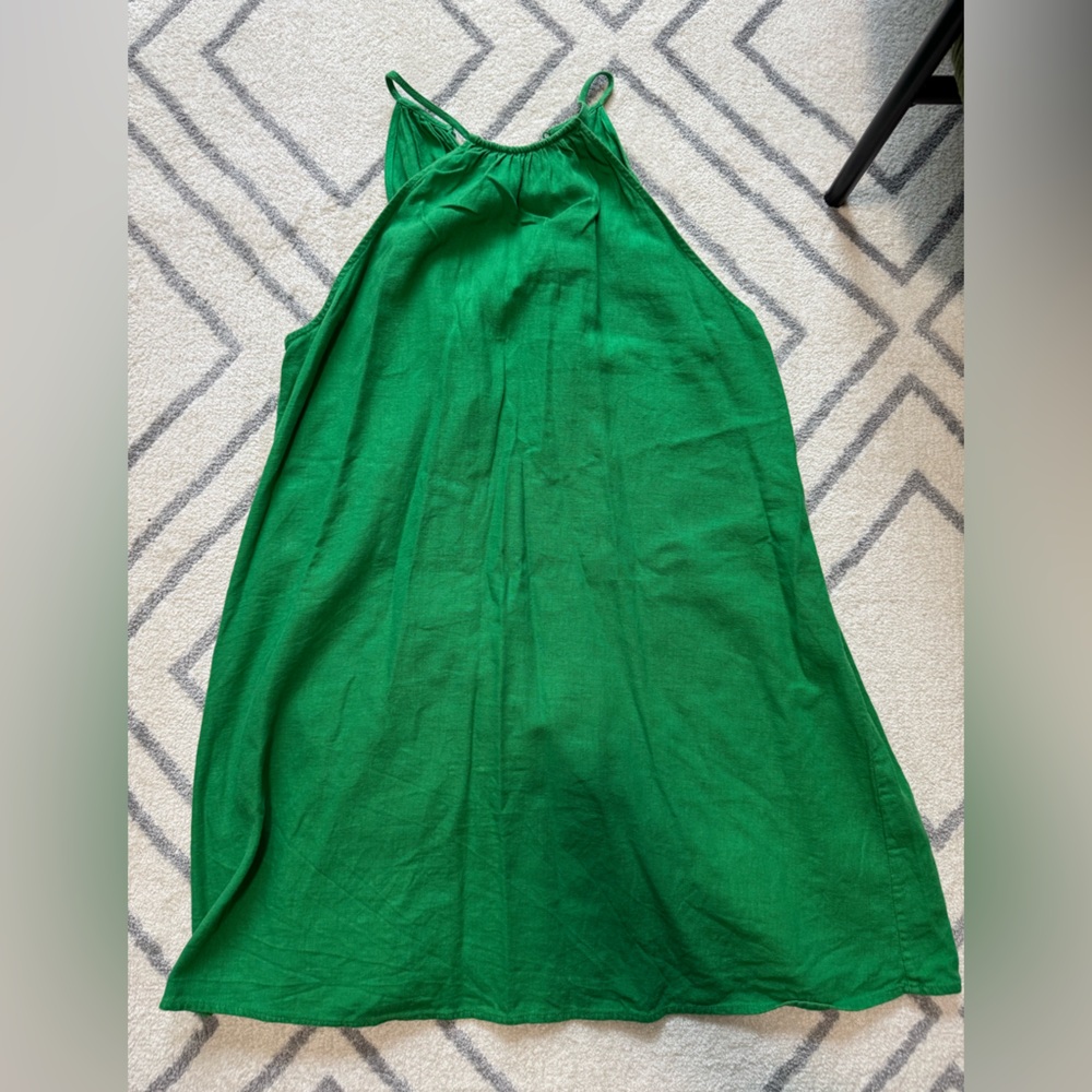 Aritzia Babaton Apple Green Linen blend halter mini dress XS